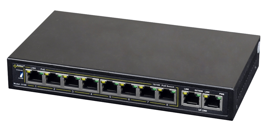 PULSAR PoE Ethernet Switch S108-90W, 10x ports 10/100Mb/s