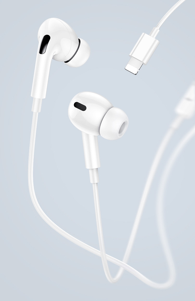 USAMS earphones με μικρόφωνο EP-41, Lightning, Φ10mm, 1.2m, λευκά