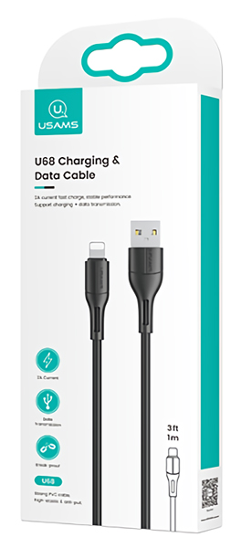 USAMS καλώδιο USB σε Lightning US-SJ500, 10W, 1m, μαύρο