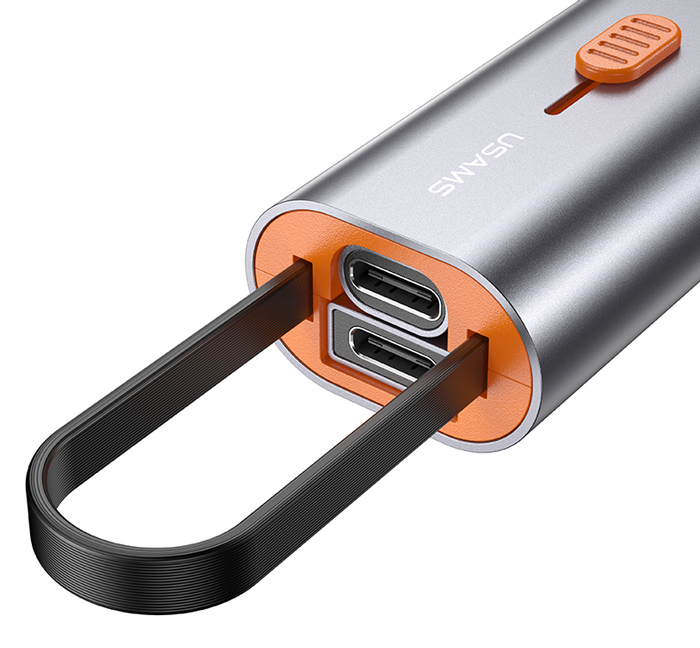 USAMS αντάπτορας USB-C σε USB-C/USB/Lightning SJ560, 60W PD, 0.3m, γκρι