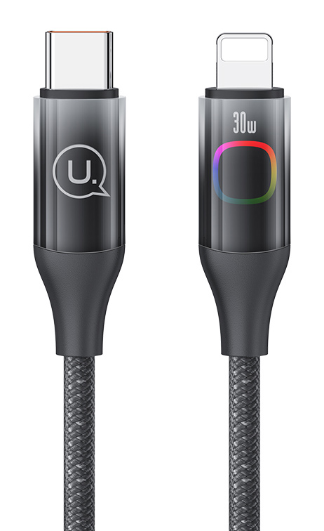USAMS καλώδιο Lightning σε USB-C US-SJ638, 30W PD, 1.2m, μαύρο