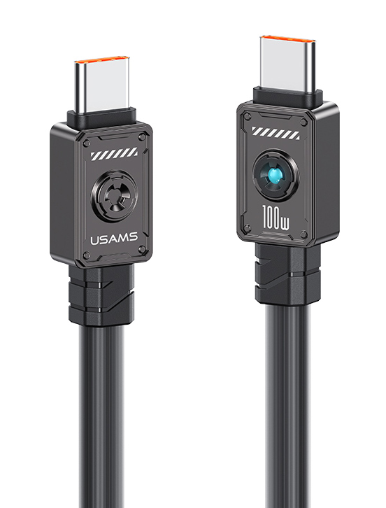 USAMS καλώδιο USB-C σε USB-C US-SJ684, 100W, 480Mbps, 1.2m, μαύρο