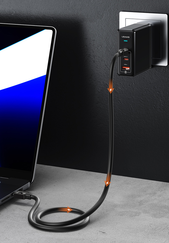 USAMS καλώδιο USB-C σε USB-C US-SJ684, 100W, 480Mbps, 1.2m, λευκό