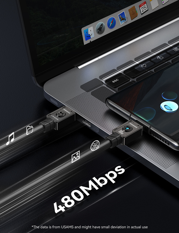 USAMS καλώδιο USB-C σε USB-C US-SJ684, 100W, 480Mbps, 1.2m, λευκό