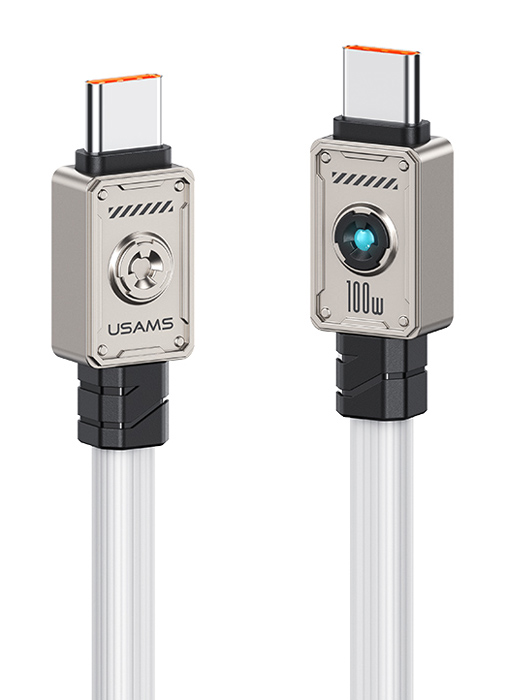 USAMS καλώδιο USB-C σε USB-C US-SJ684, 100W, 480Mbps, 1.2m, λευκό