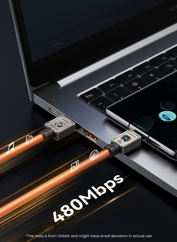 USAMS καλώδιο USB-C σε USB US-SJ686, 66W, 480Mbps, 1.2m, μαύρο