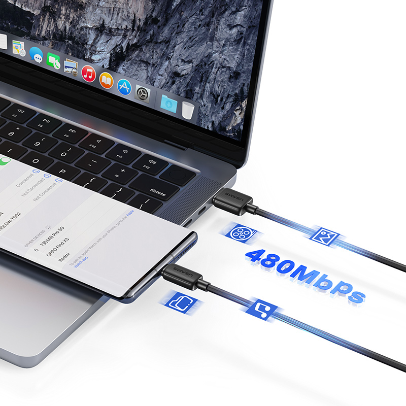 USAMS καλώδιο USB-C σε USB US-SJ688, 3A, 480Mbps, 1m, μαύρο