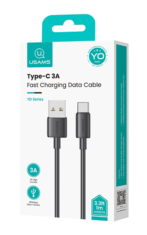 USAMS καλώδιο USB-C σε USB US-SJ708, 18W, 480Mbps, 1m, μαύρο