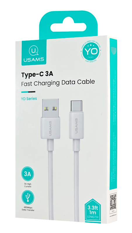 USAMS καλώδιο USB-C σε USB US-SJ708, 18W, 480Mbps, 1m, λευκό