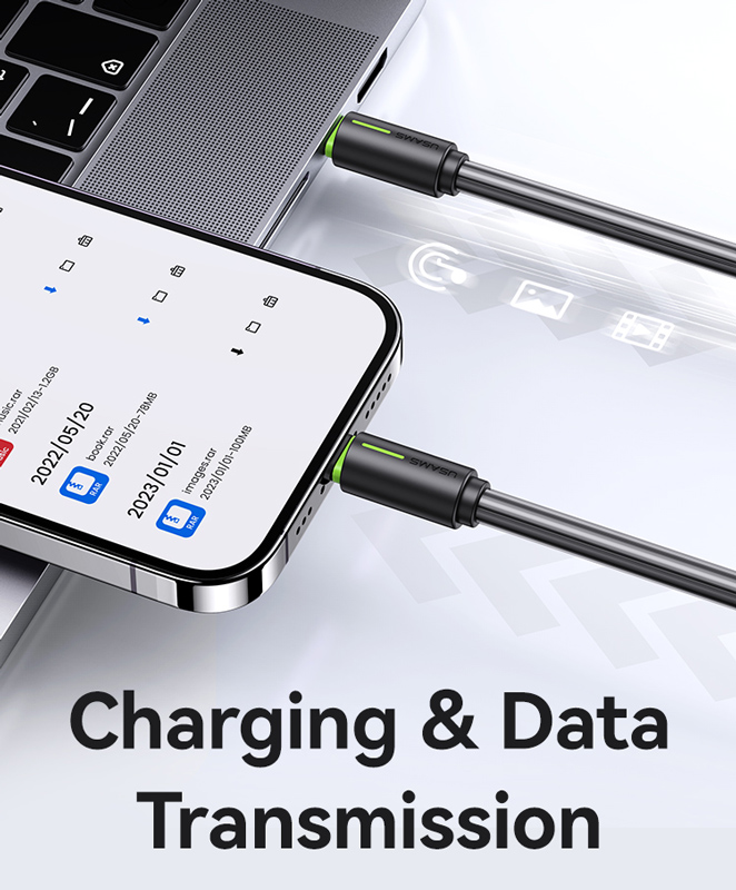 USAMS καλώδιο Lightning σε USB-C US-SJ735, 30W, 480Mbps, 1m, λευκό