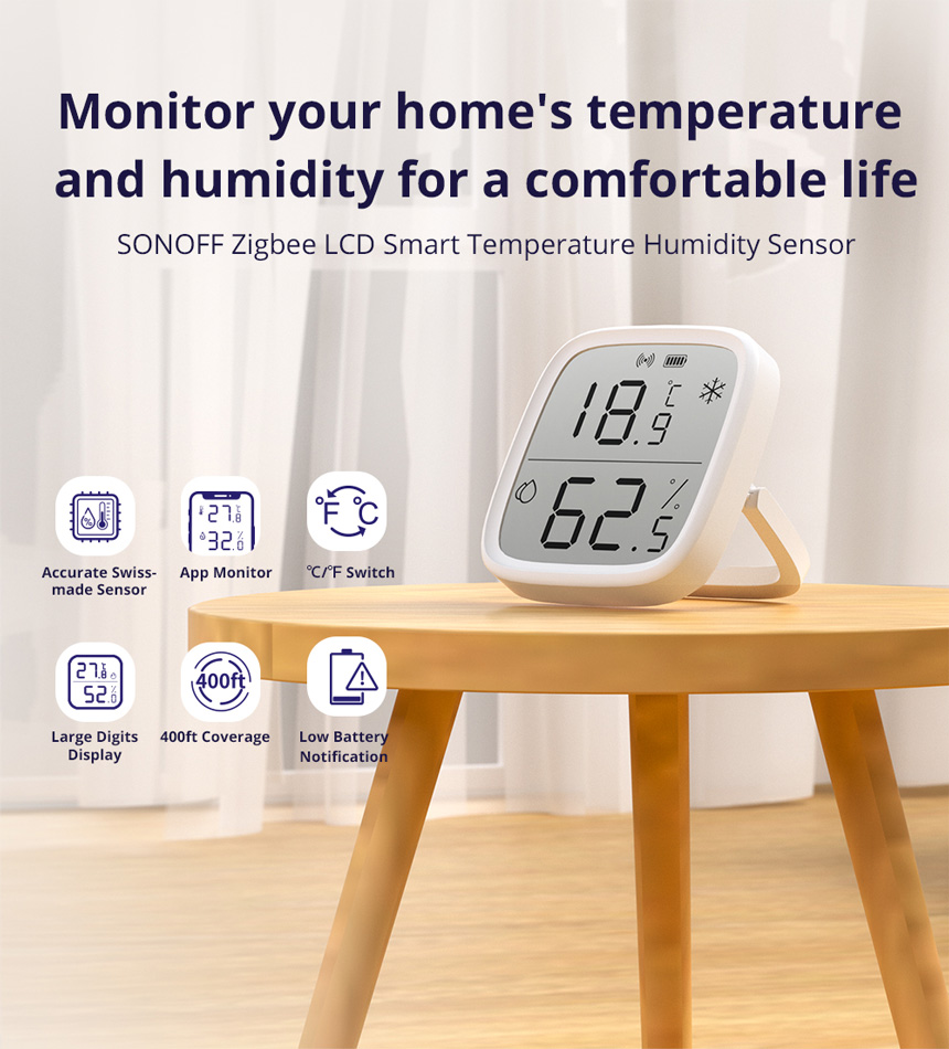 SONOFF smart smart θερμόμετρο & υγρασιόμετρο SNZB-02D, LCD, ZigBee