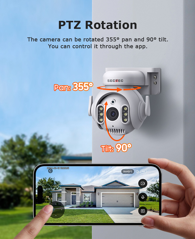 SECTEC smart κάμερα ST-515C-3MTY, 3MP, WiFi, SD, PTZ, IP65