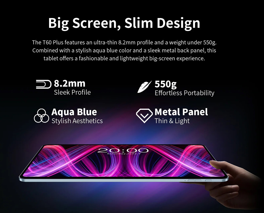 TECLAST tablet T60 Plus, 12″, 6/128GB, 4G, Android 14, 8000mAh, μπλε