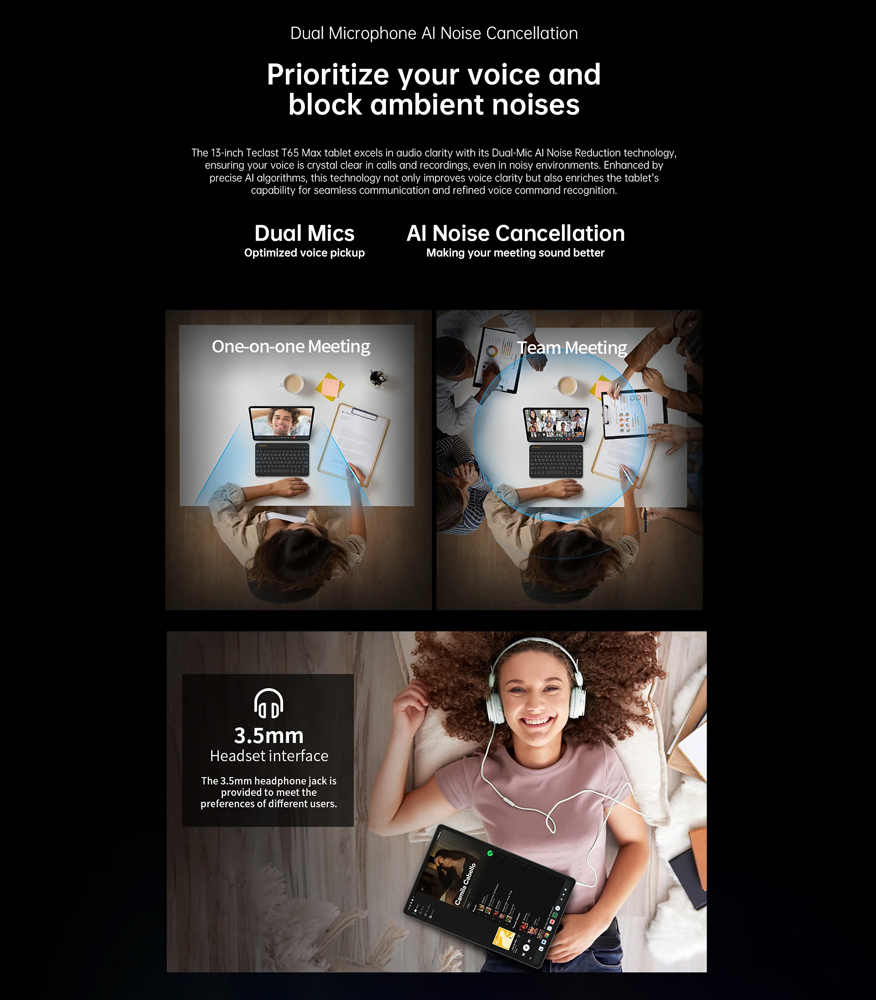 TECLAST tablet T65 Max, 13″, 8/256GB, 4G, Android 15, 10000mAh, γκρι