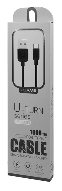 USAMS καλώδιο USB σε USB-C US-SJ099 U-Turn, 10.5W, 1m, μαύρο