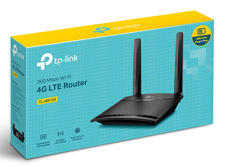 TP-LINK Wireless N Router TL-MR100, 4G LTE, Wi-Fi 300Mbps, Ver. 1.2