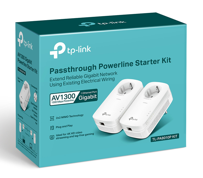 TP-LINK Passthrough Powerline Starter Kit TL-PA8010P, AV1300, Ver: 3.0