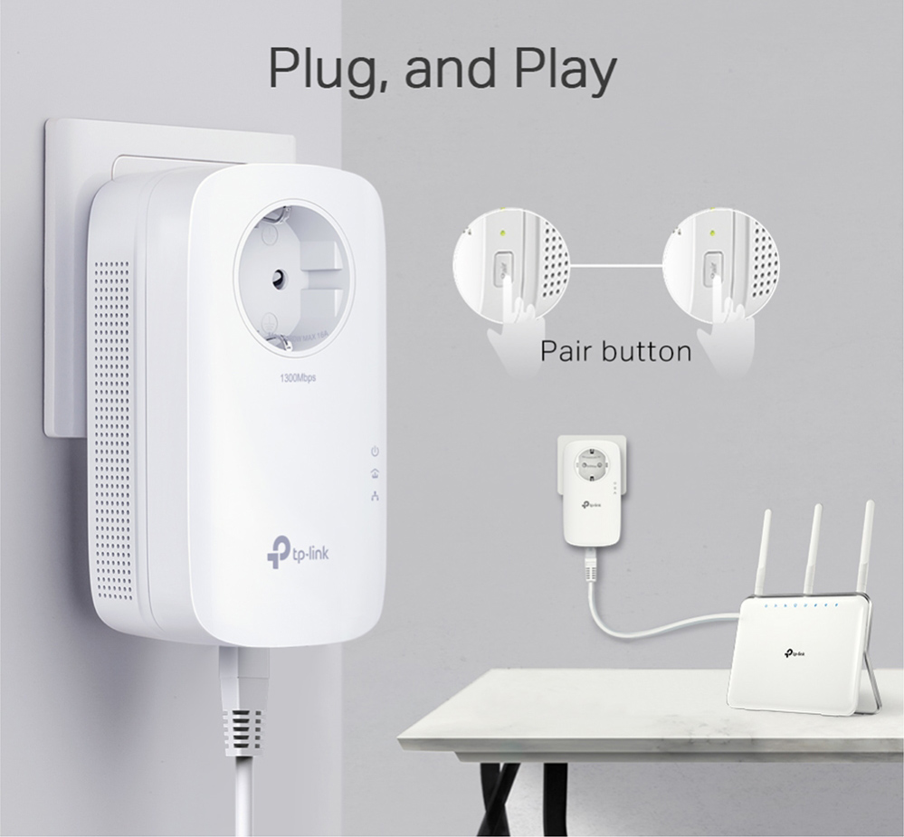 TP-LINK Passthrough Powerline Starter Kit TL-PA8010P, AV1300, Ver: 3.0