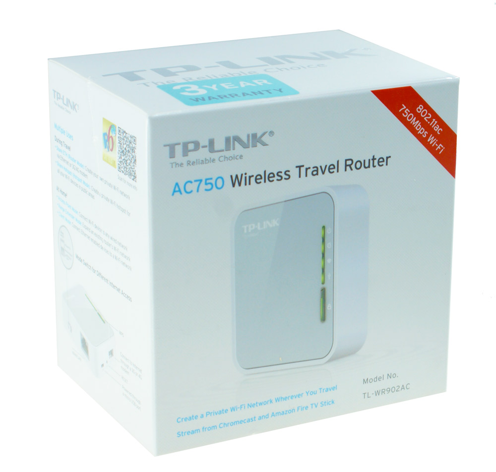 TP-LINK Wireless Travel Router TL-WR902AC, 750Mbps AC750, Ver. 1.0