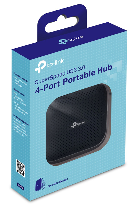 TP-LINK USB hub UH400, 4x θυρών, 5Gbps, USB σύνδεση, μαύρο, Ver. 3.0