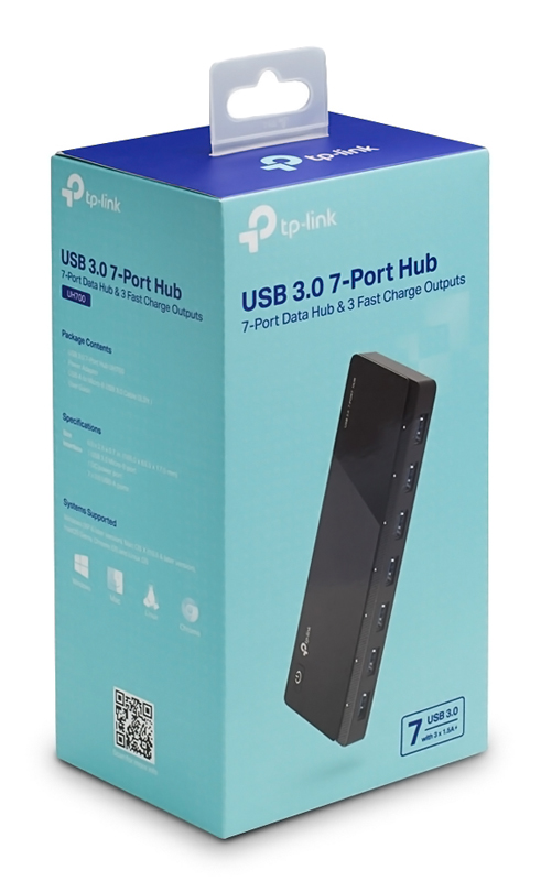 TP-LINK USB hub UH700, 7x θυρών, 5Gbps, 5V/1.5A, USB σύνδεση, μαύρο