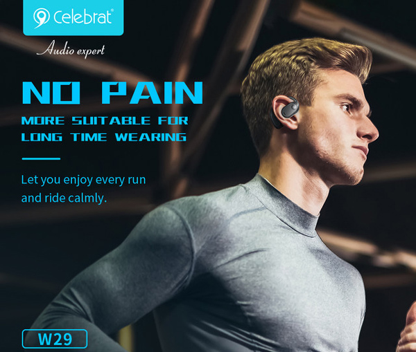 CELEBRAT earphones με θήκη φόρτισης W29, Open Wearable Stereo, μαύρα