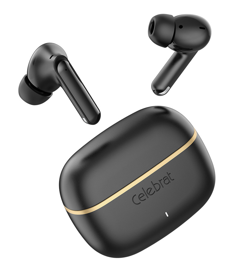 CELEBRAT earphones με θήκη φόρτισης WD03, True Wireless, 13mm, 30/300mAh, μαύρα