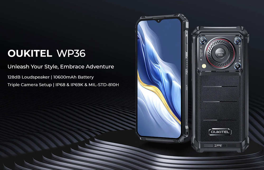 OUKITEL smartphone WP36 με ηχείο 3.5W, 6.52″, 8/128GB, 10600mAh, IP68/IP69K, μαύρο