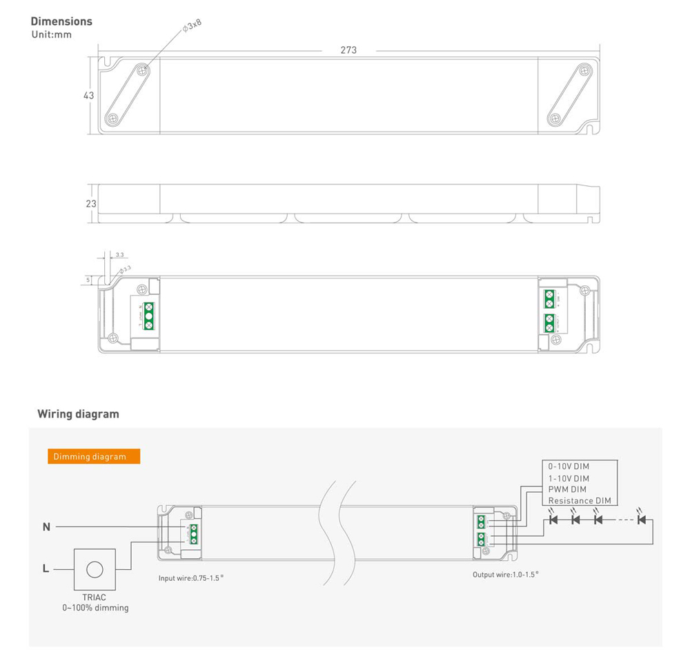 YSD τροφοδοτικό DC 100WUGP-12, 12VDC, 100W, 8.3A, IP20, dimmable
