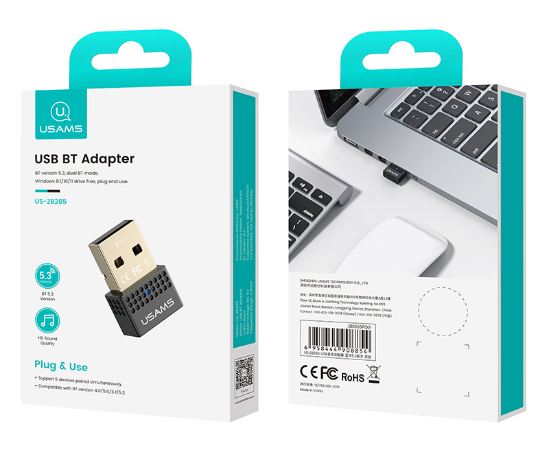 USAMS USB αντάπτορας Bluetooth 5.3 US-ZB285, μαύρος
