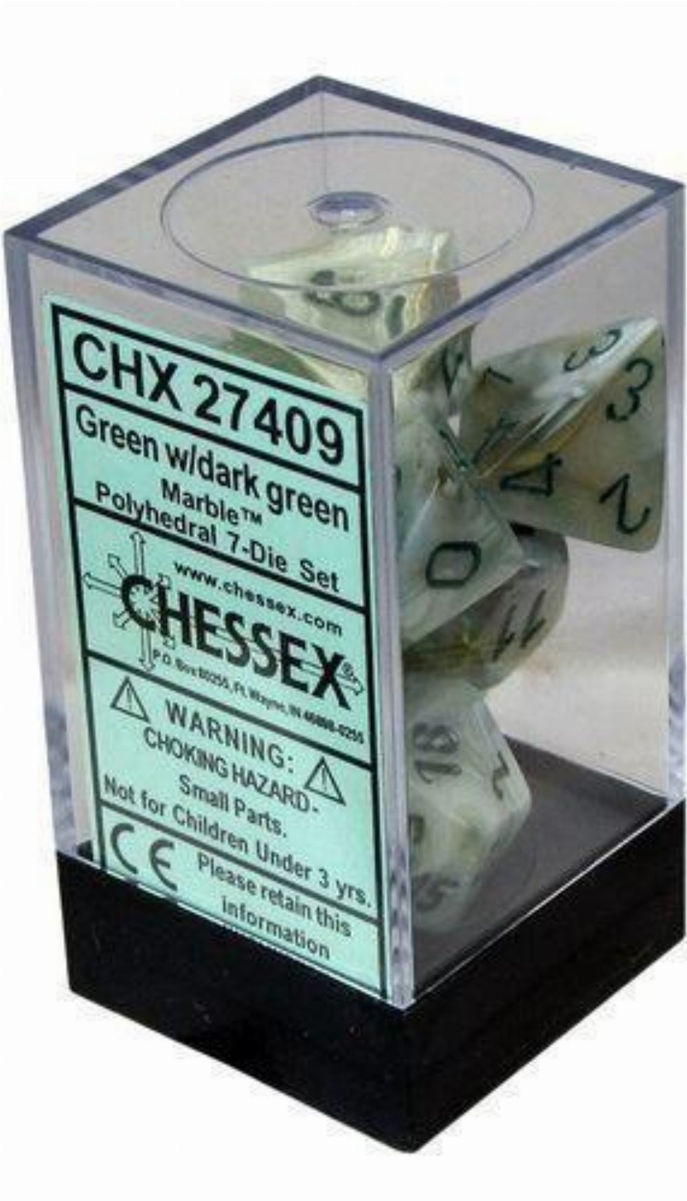 Σετ Ζάρια – 7 Dice Set Marble Polyhedral Green With Dark Green