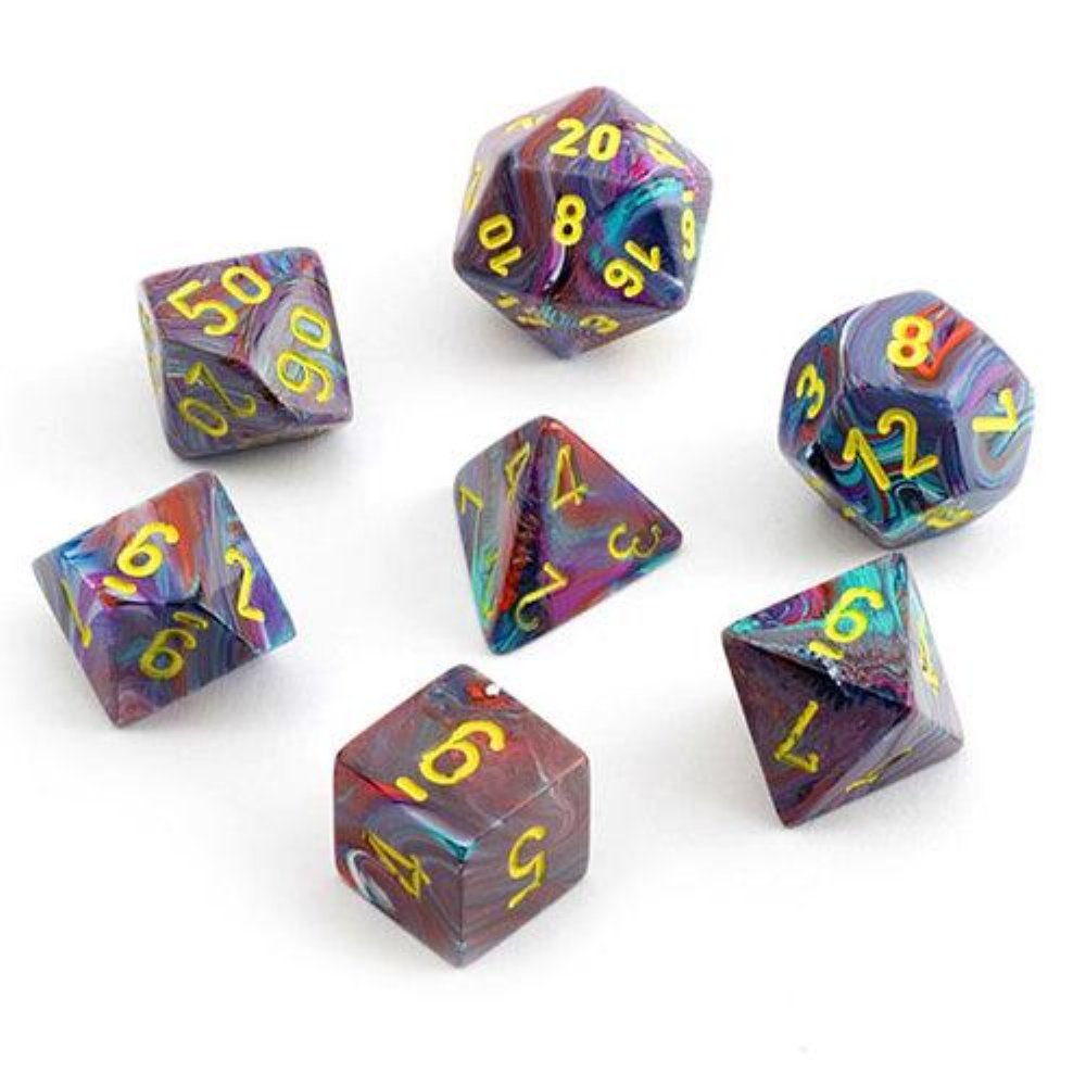 Σετ Ζάρια – 7 Dice Set Festive Polyhedral Mosaic with Yellow