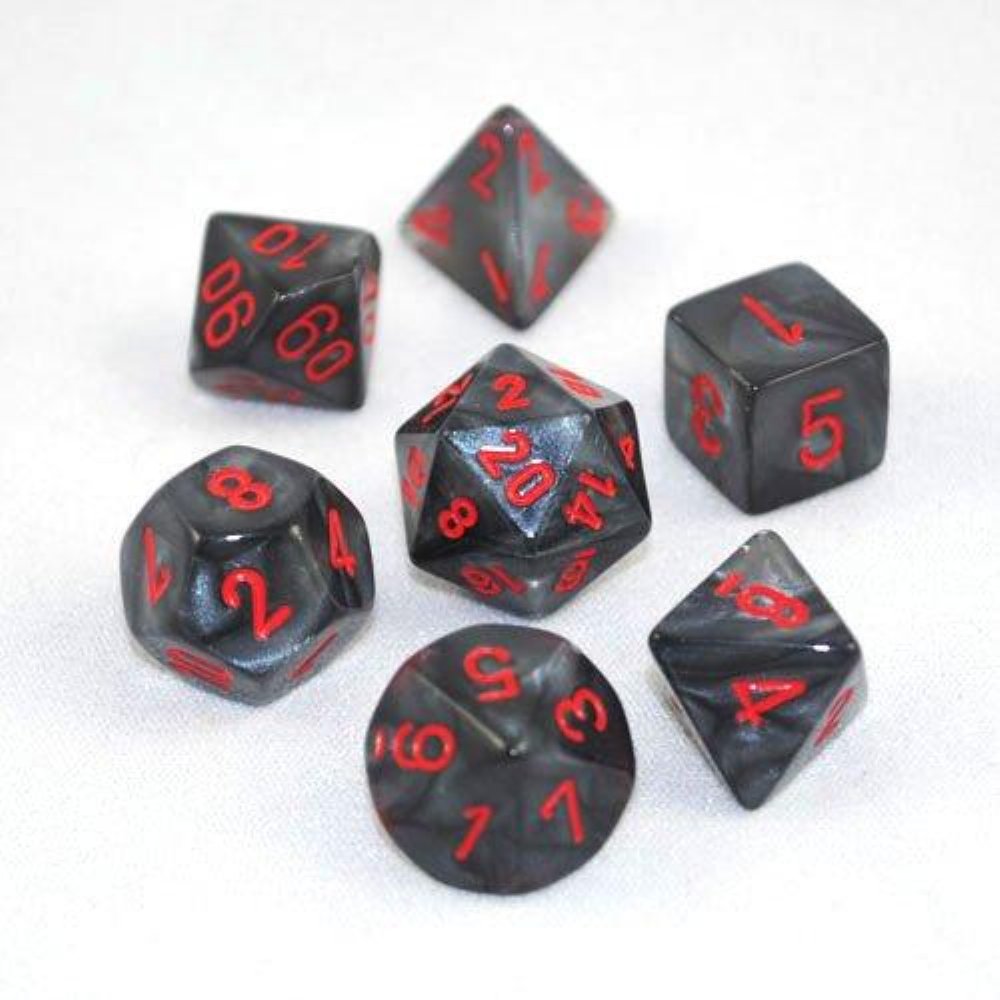 Σετ Ζάρια – 7 Dice Set Velvet Polyhedral Black with Red
