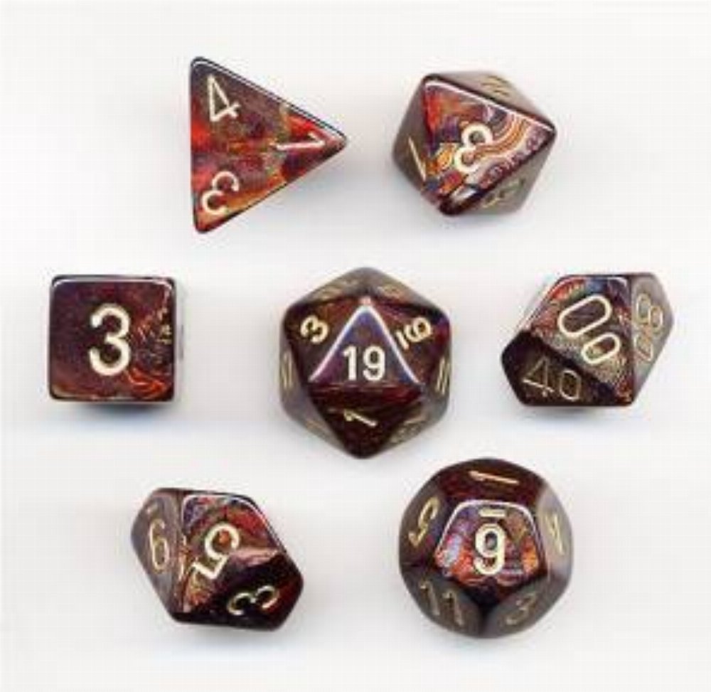 Σετ Ζάρια – 7 Dice Set Scarab Polyhedral Blue Blood with Gold