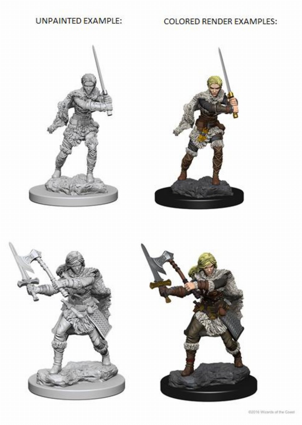 D&D Nolzur’s Marvelous Miniatures – 2x Human Female Barbarian