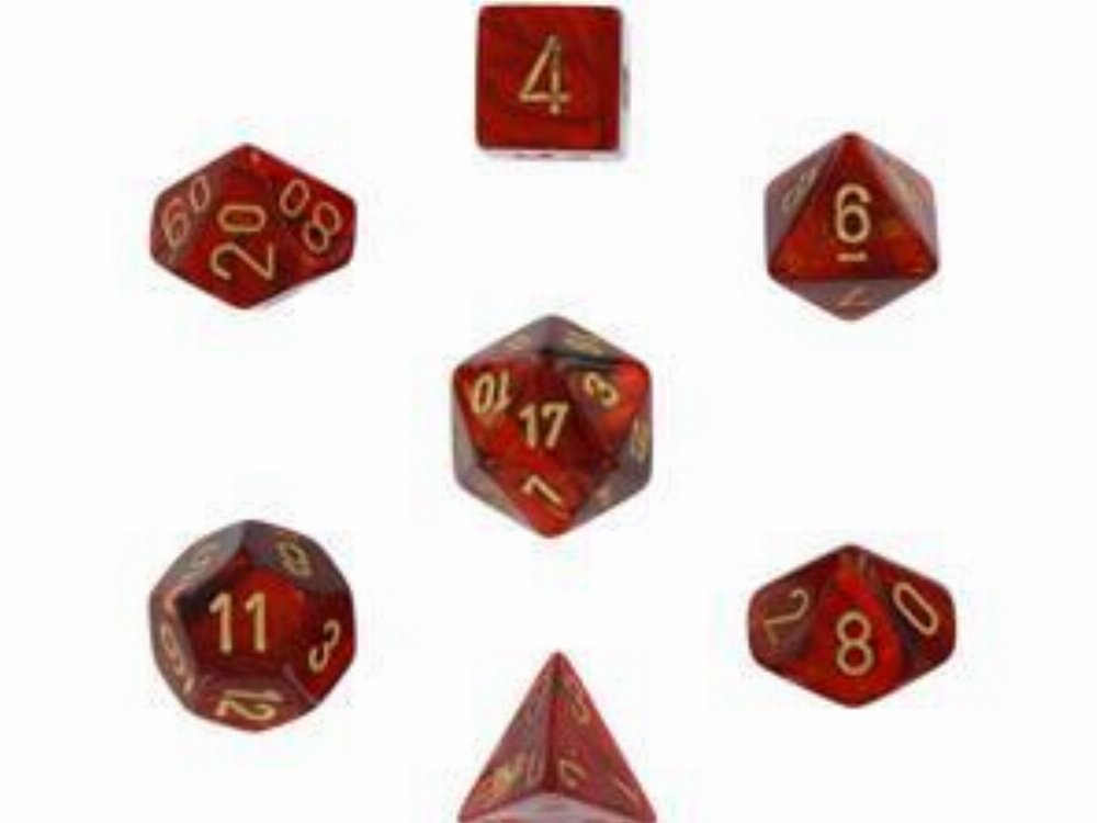 Σετ Ζάρια – 7 Dice Set Scarab Polyhedral Scarlet with Gold