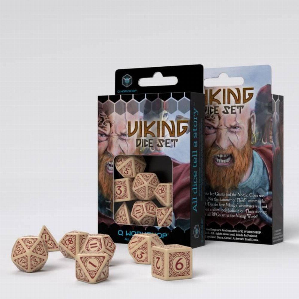 Σετ Ζάρια – Viking Dice Set – Beige and Burgundy