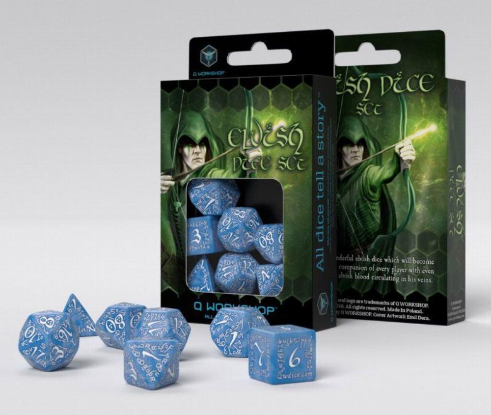 Σετ Ζάρια – Elven Dice Set – Glacier and White