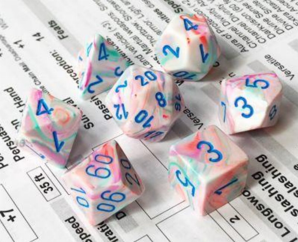 Σετ Ζάρια – 7 Dice Set Festive Polyhedral POP-ART with Blue