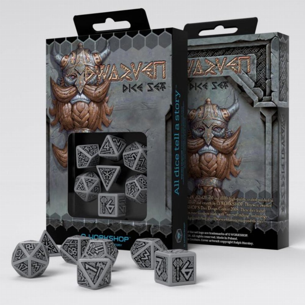 Σετ Ζάρια – Dwarven Dice Set – Grey and Black