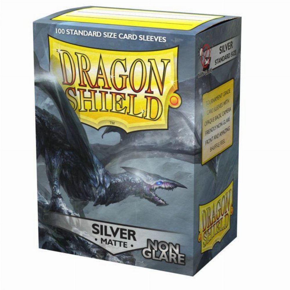 Dragon Shield Sleeves Standard Size – Non Glare Matte Silver (100 Sleeves)