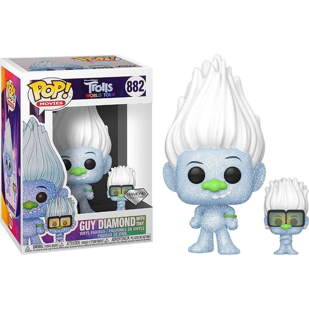 Φιγούρα Funko POP! Trolls World Tour – Hip Hop Guy Diamond w/Tiny (Diamond Collection) #882