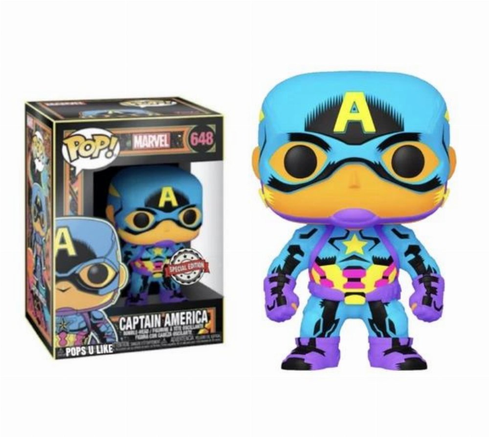 Φιγούρα Funko POP! Marvel – Captain America (Black Light) #648 (Exclusive)
