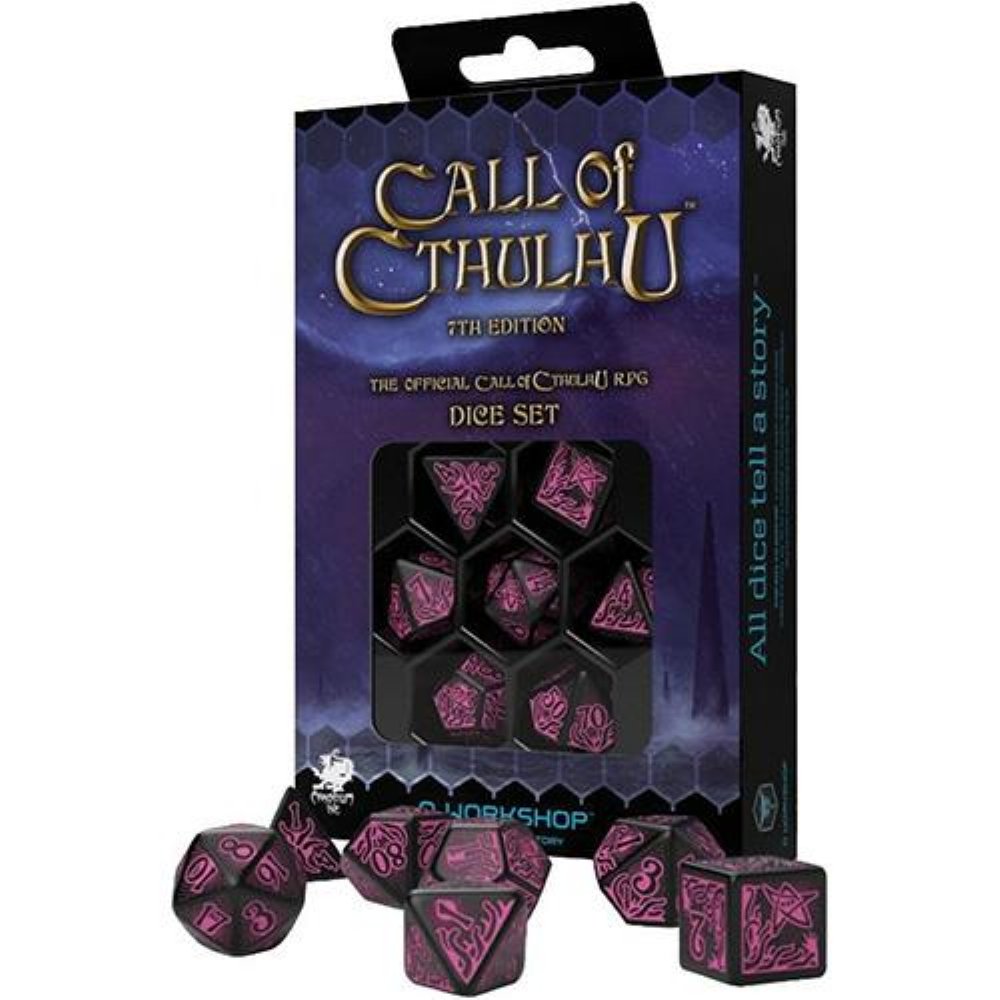 Σετ Ζάρια – Call of Cthulhu Dice Set – Black and Magenta