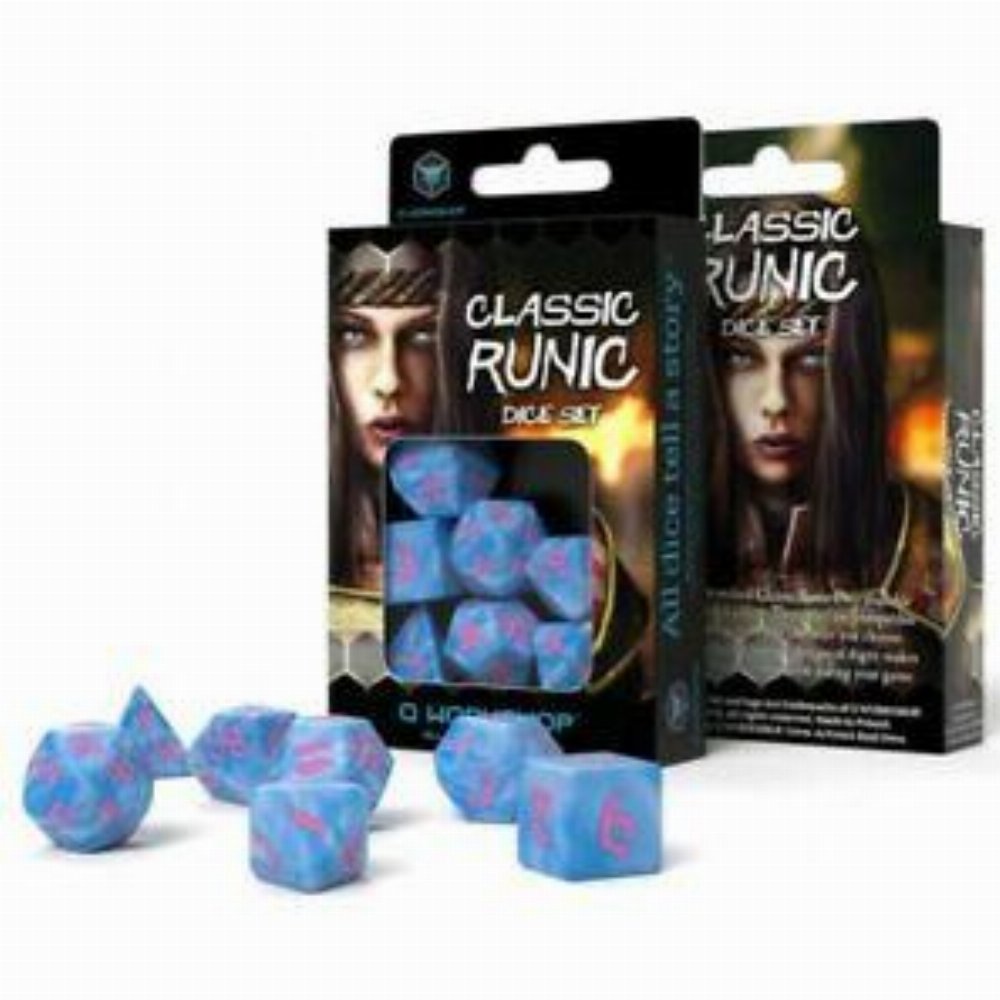 Σετ Ζάρια – Classic Runic Dice Set – Glacier and Pink