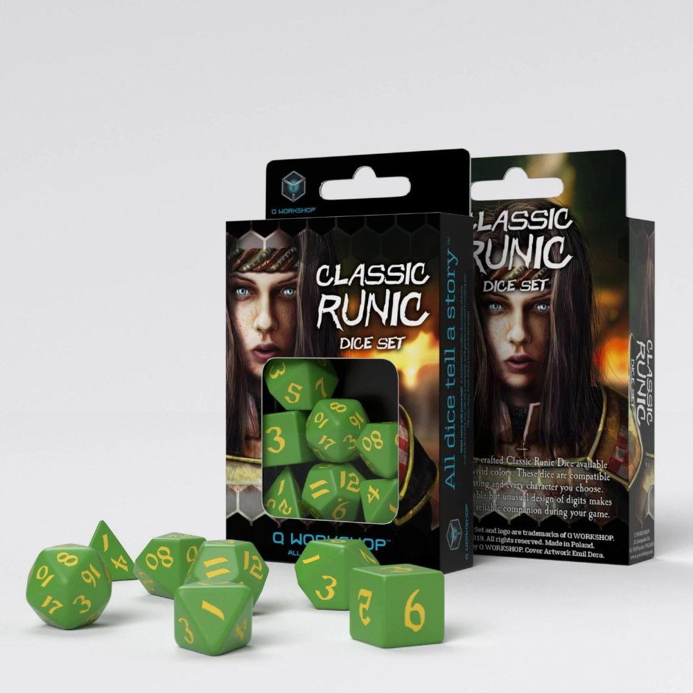 Σετ Ζάρια – Classic Runic Dice Set – Green and Yellow