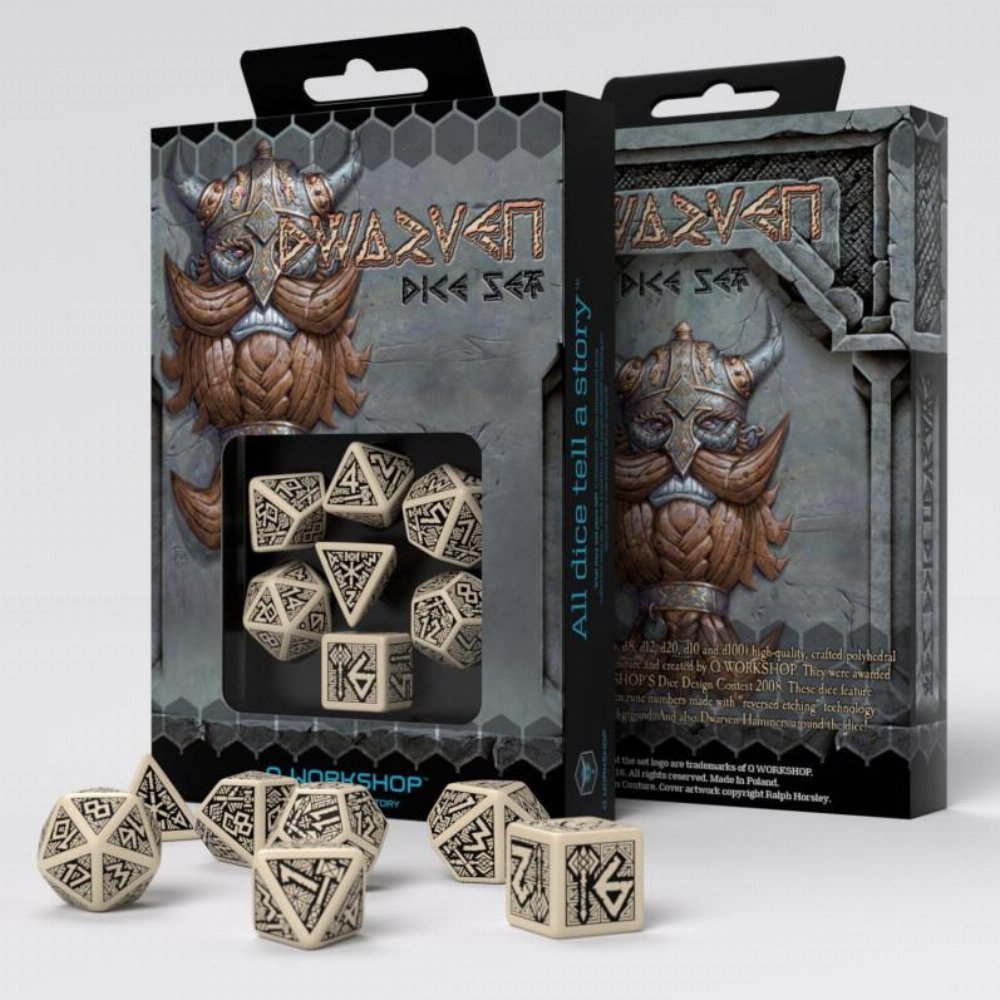 Σετ Ζάρια – Dwarven Dice Set – Beige and Black