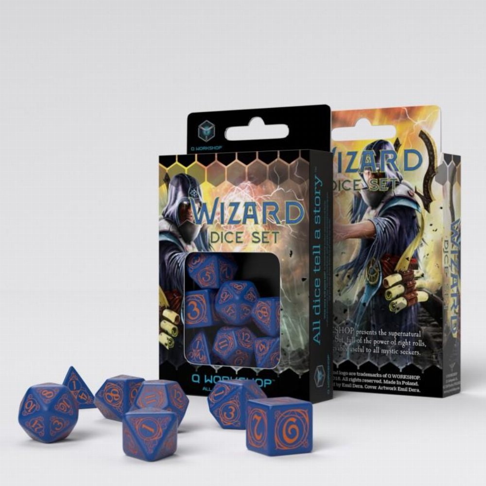 Σετ Ζάρια – Wizard Dice Set – Dark Blue and Orange