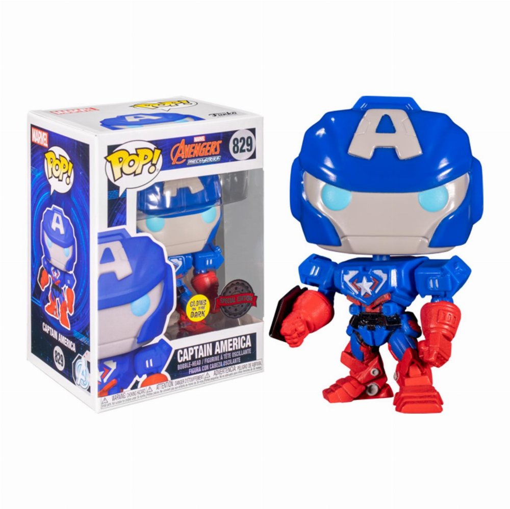 Φιγούρα Funko POP! Marvel: Avengers Mech – Captain America (GITD) #829 (Exclusive)