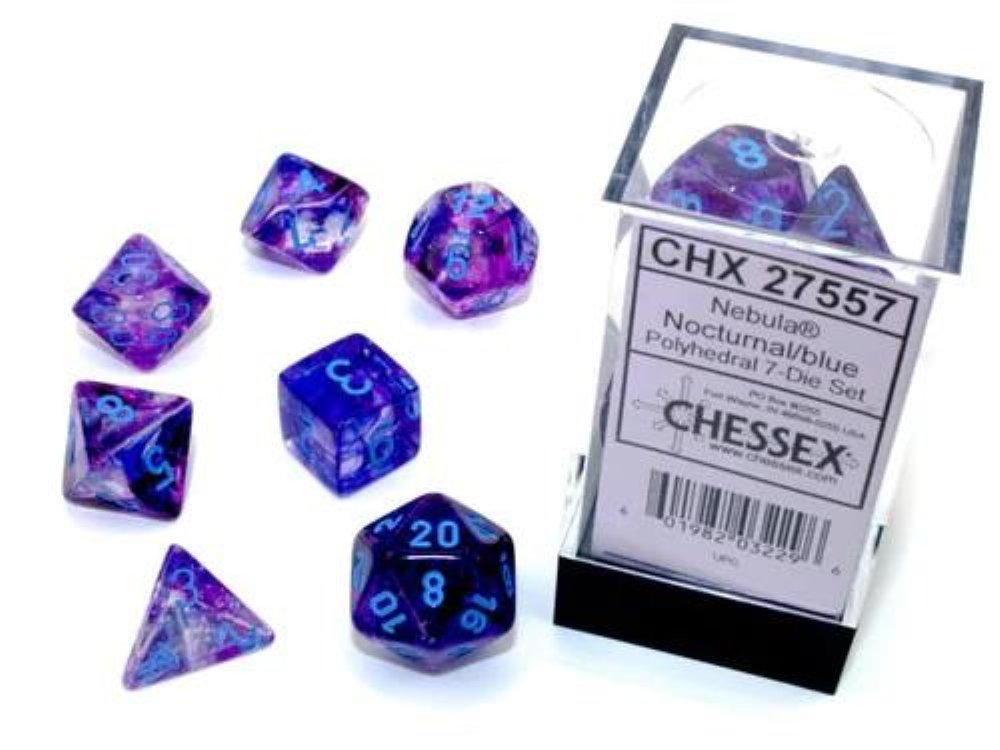 Σετ Ζάρια – 7 Dice Set Nebula Luminary Nocturnal Blue
